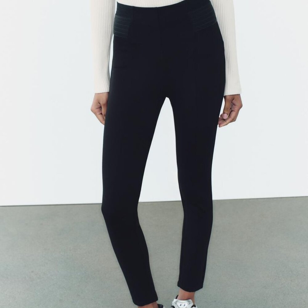 Zara Basics  Black Stretchy Leggings Size L